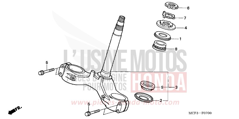 STEERING STEM for VTR1000 SP-2 GRAPHITE BLACK (NHB01) from 2006